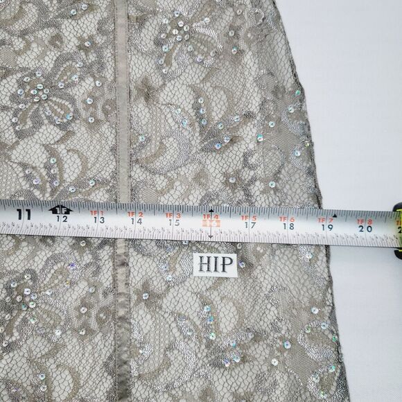 Express Slip Dress Womens 4 Champagne Lace Sequin Halter Semi-Sheer Y2K - Picture 15 of 16